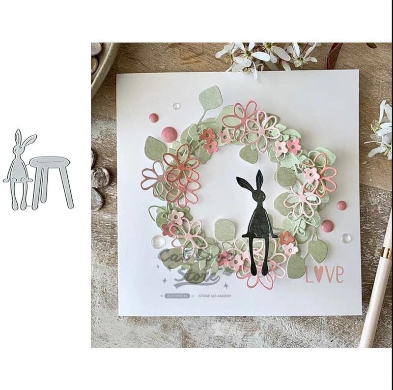 CoolifWang Easter Bunny Cutting Die Cuts, DIY Crafts Template Easter Bunny Scrapbook Cards Cutting Dies Cut Stencils for DIY Embossing Card Making Decorative Paper Dies Scrapbooking - Image 1