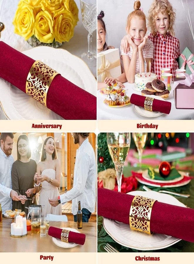 NPKRRSK 100 Pcs Napkin Rings Laser Cut Premium Paper Napkin Holder for Wedding Party Christmas Dinner Serviette Table Restaurant Celebration (Gold) - Image 2