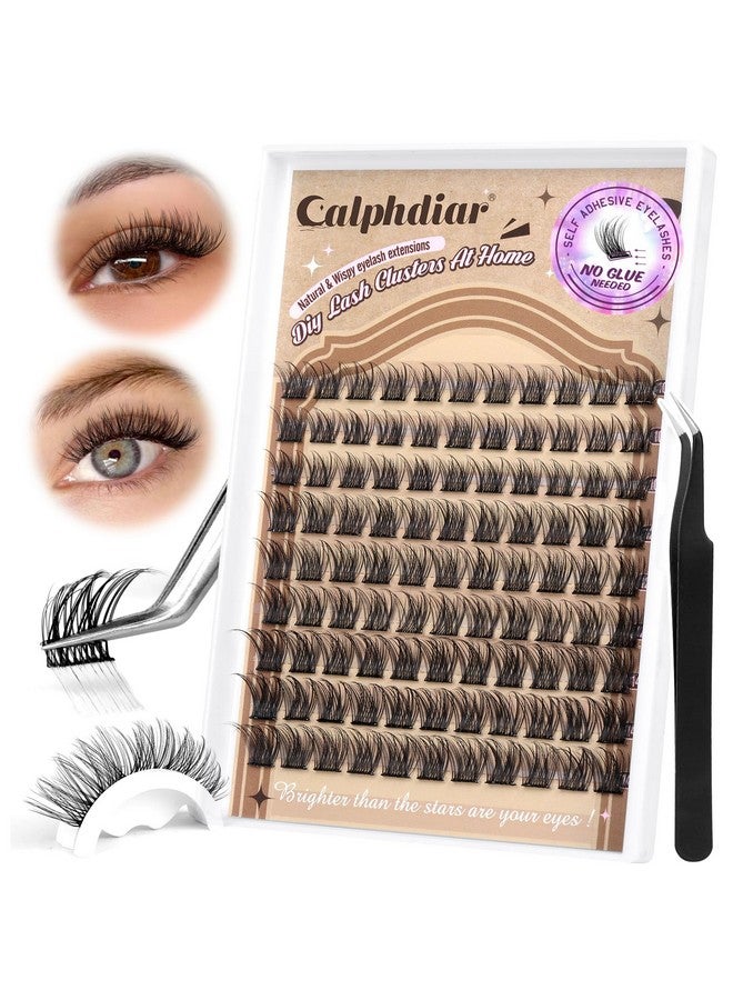 Calphdiar Self Adhesive Eyelashes Reusable Self Adhesive Lash Clusters Kit Natural Self Adhesive Lashes No Glue Eyelash Clusters C Curl Press on Lash Clusters 10-14MM DIY Cluster Eyelash Extensions - Image 1