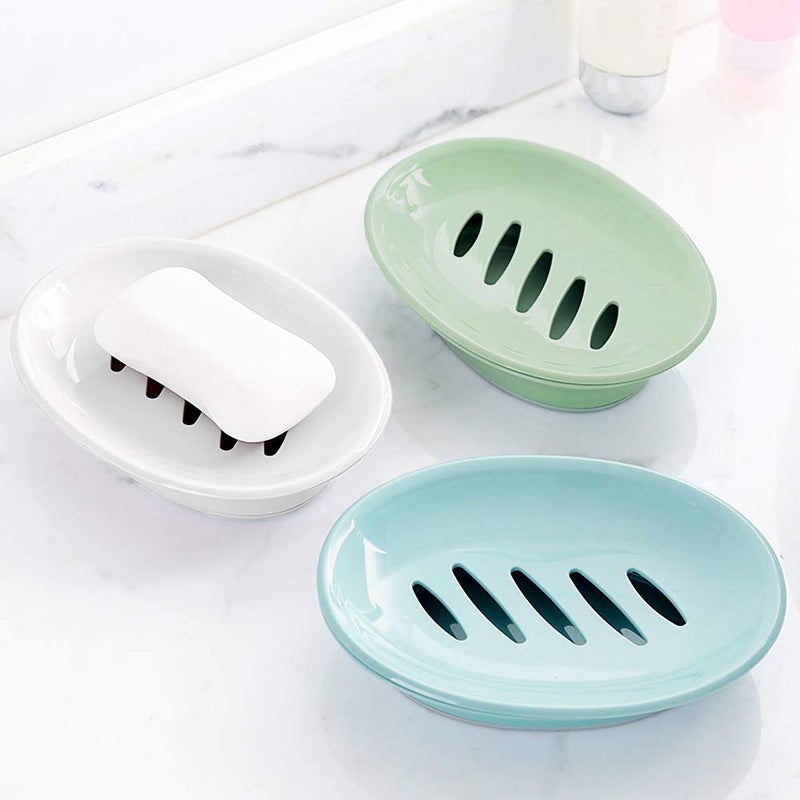 WYOK 2-Pack Soap Dish with Drain Soap Holder Easy Cleaning Soap Saver Dry Stop Mushy Soap Tray for Shower Bathroom Kitchen(White) - Image 2