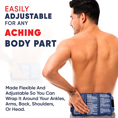 BAREPEPE Reusable Hot and Cold Ice Pack Bag for Pain Relief Gel Bag for Shoulder Ankle Knee Back with Adjustable Strap - Blue - Image 5