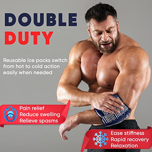 BAREPEPE Reusable Hot and Cold Ice Pack Bag for Pain Relief Gel Bag for Shoulder Ankle Knee Back with Adjustable Strap - Blue - Image 3