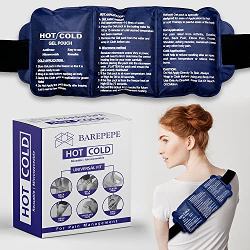 BAREPEPE Reusable Hot and Cold Ice Pack Bag for Pain Relief Gel Bag for Shoulder Ankle Knee Back with Adjustable Strap - Blue - Image 1