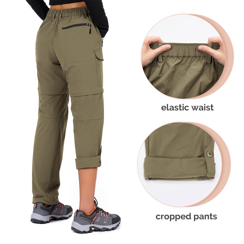 Cycorld Women's-Hiking-Pants-Convertible Quick-Dry-Stretch-Lightweight Zip-Off Outdoor Pants with 5 Deep Pockets (Khaki, Small) - Image 4