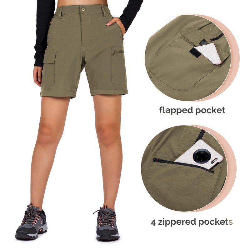 Cycorld Women's-Hiking-Pants-Convertible Quick-Dry-Stretch-Lightweight Zip-Off Outdoor Pants with 5 Deep Pockets (Khaki, Small) - Image 5