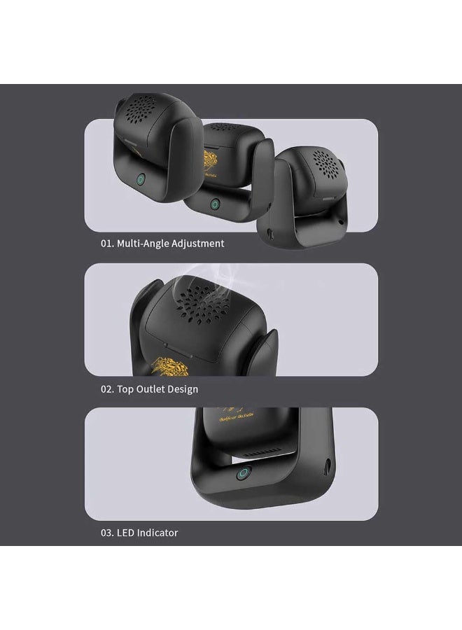 بخور مبخرة دوارة بزاوية 90 درجة، سعة بطارية 1500 مللي أمبير/ساعة، منفذ شحن من النوع C - Image 4