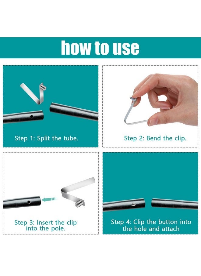 Sliverdew - 12 Pieces Tent Pole Clips Tent Pole Push Button Spring Clip Stainless Steel Kayak Spring Snap Tube Locking Pin Clips For Kayak Paddle Camping Tent Pole - Image 1