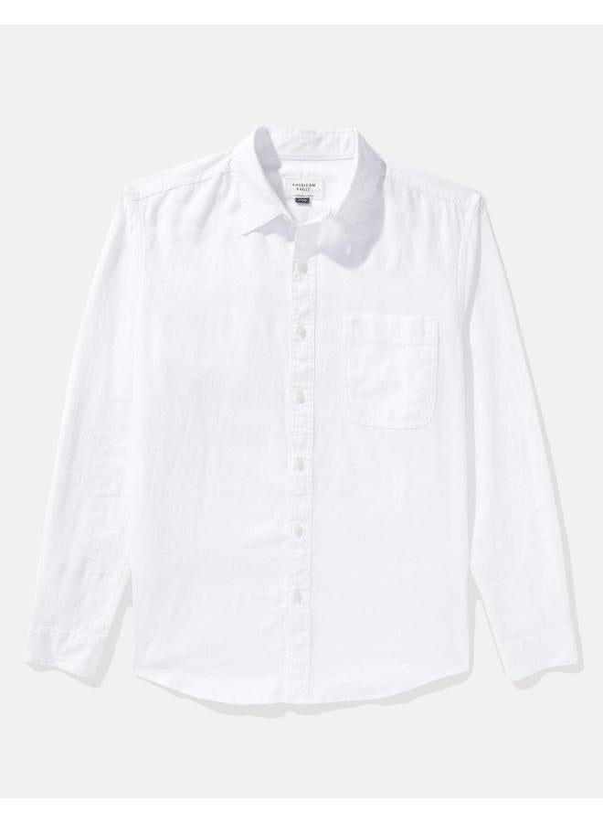 امريكان ايجل قميص بأزرار بأكمام طويلة من مزيج الكتان - Image 3