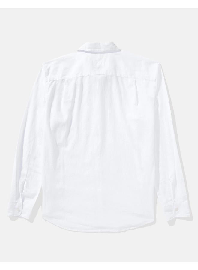 امريكان ايجل قميص بأزرار بأكمام طويلة من مزيج الكتان - Image 2