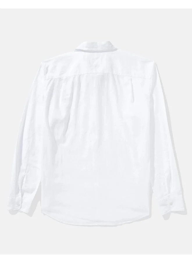 امريكان ايجل AE Long-Sleeve Linen-Blend Button-Up Shirt