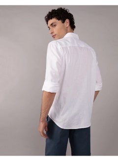 American Eagle AE Long-Sleeve Linen-Blend Button-Up Shirt  - Image 4