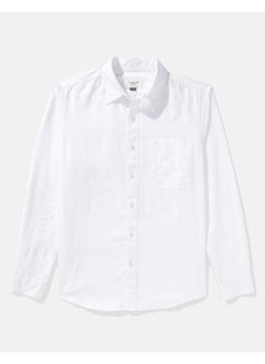 American Eagle AE Long-Sleeve Linen-Blend Button-Up Shirt  - Image 3