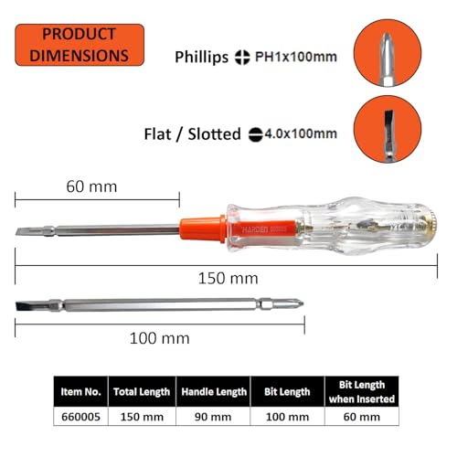 Harden Dual-Purpose Tester Screwdriver with Phillips and Slotted Screwdriver Professional Series 660007 - Image 3