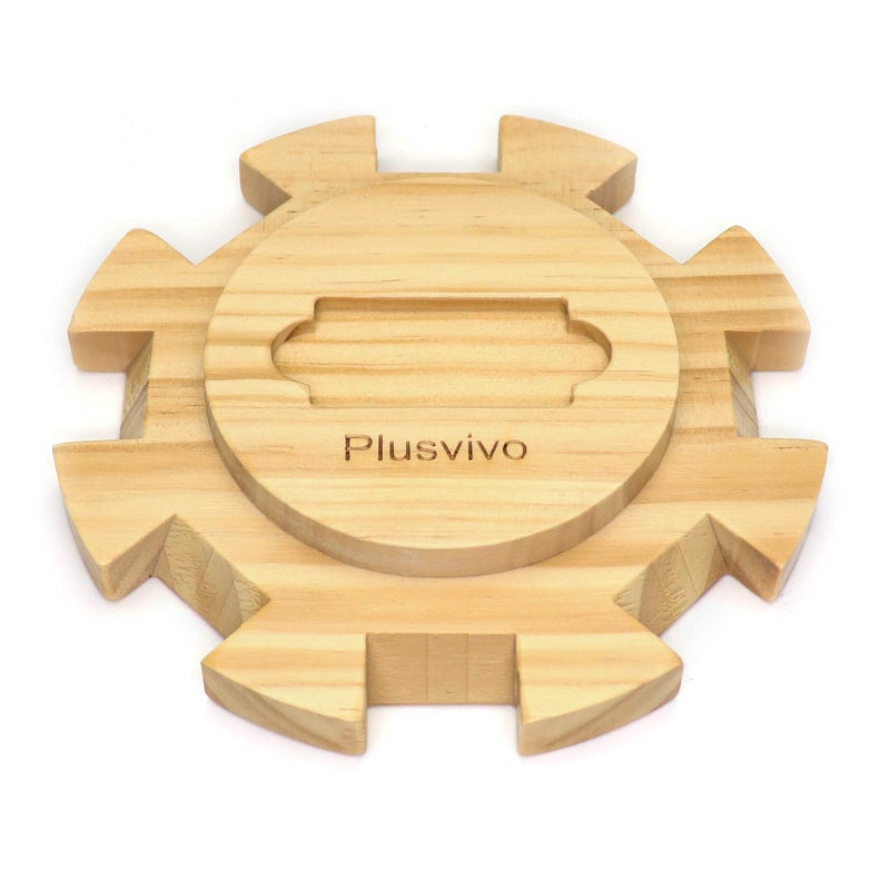 Plusvivo Mexican Train Hub Up to 8 Players Premium Pine Wooden Hub Centerpiece for Mexican Train Dominoes Accessories Dominos Game Set with Felted Bottom - Image 3