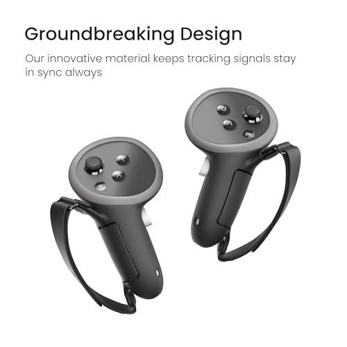 Kiwi Design Upgraded Controller Grips Cover Compatible with Quest 3 Accessories, with Battery Opening Protector with Knuckle Straps (Black) - Image 4