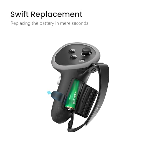 Kiwi Design Upgraded Controller Grips Cover Compatible with Quest 3 Accessories, with Battery Opening Protector with Knuckle Straps (Black) - Image 3