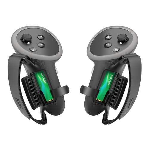 Kiwi Design Upgraded Controller Grips Cover Compatible with Quest 3 Accessories, with Battery Opening Protector with Knuckle Straps (Black) - Image 1