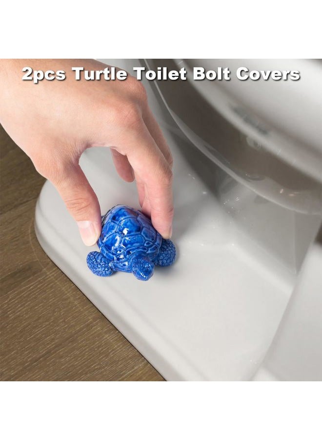 YLOVAN Toilet Bolt Caps Decorative Screw Cover Caps for Bottom of Toilet (Blue Turtle) - Image 2