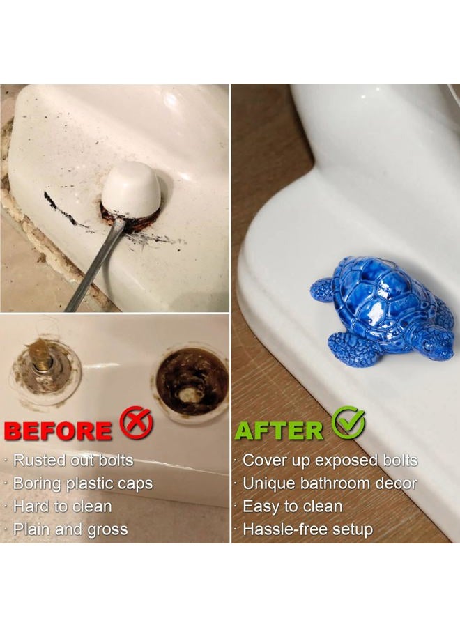 YLOVAN Toilet Bolt Caps Decorative Screw Cover Caps for Bottom of Toilet (Blue Turtle) - Image 3