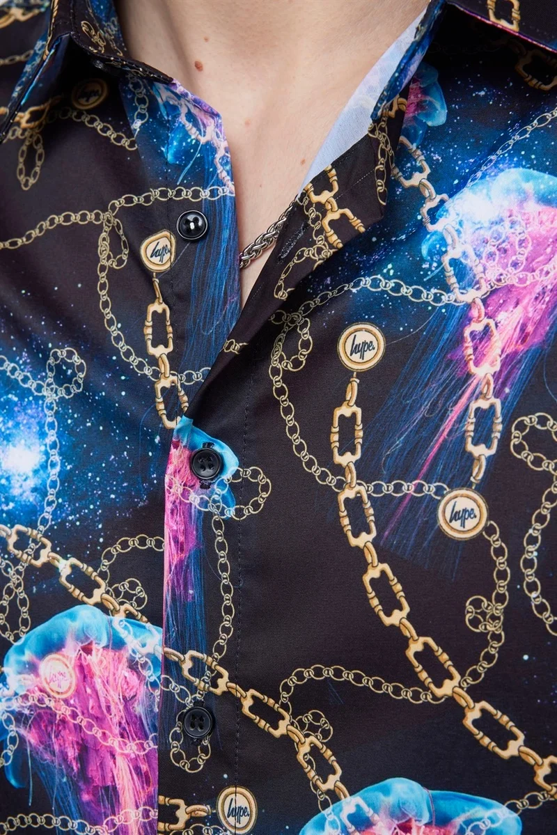 Tudors Slim Fit Slim Fit Long Sleeve Lycra Printed Men's Multicolored Shirt