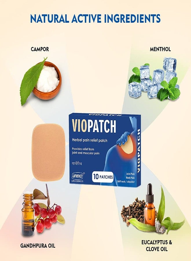 Viopatch Herbal Pain Relief Patch - Pack of 10 Patches | Instant Relief from Muscular Pain & Joint Pain| Natural Pain Relief Patches | No Side Effects - Image 2