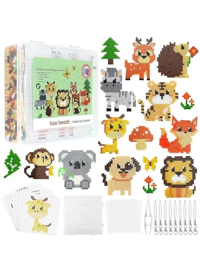 هالامودو Fuse Beads Kit, 5000 PCS 5mm Bead 15 Patterns Melty Fusion Beads Arts and Crafts Pearler Set Gifts for Kids,  Easter Gifts for Kids (Animal) - Image 1
