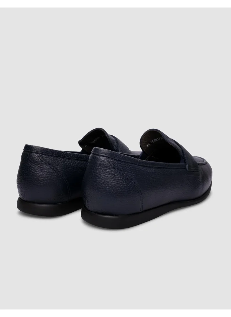 Cabani Leather Navy Blue Laceless Men's Casual Shoes