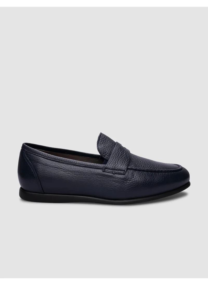 كاباني Leather Navy Blue Laceless Men's Casual Shoes