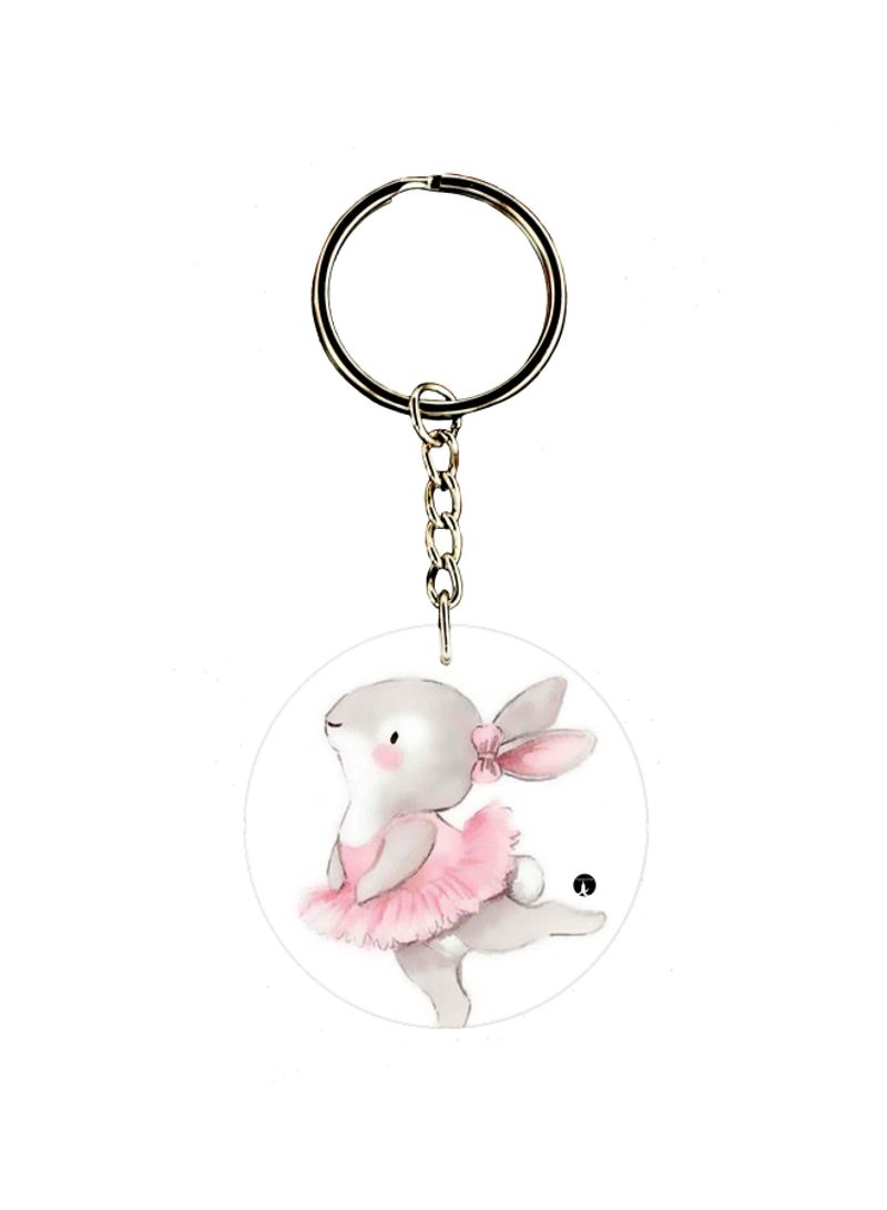 RKN Cartoon Rabbit Printed Dual Sided Keychain