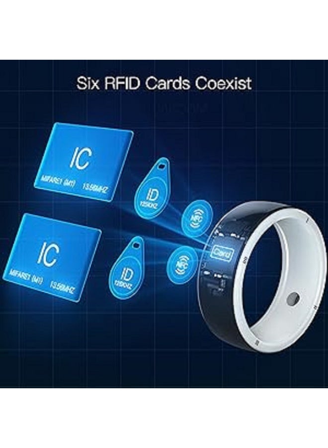 Smart Ring R5 Newest Intelligent Wearable Device Build-in 6 RFID Cards 128GB Wireless Disk Sharing 2 Health Stones NFC Functions for iPhone Android Size: L (Perimeter longer than 63mm, Diameter 20mm)