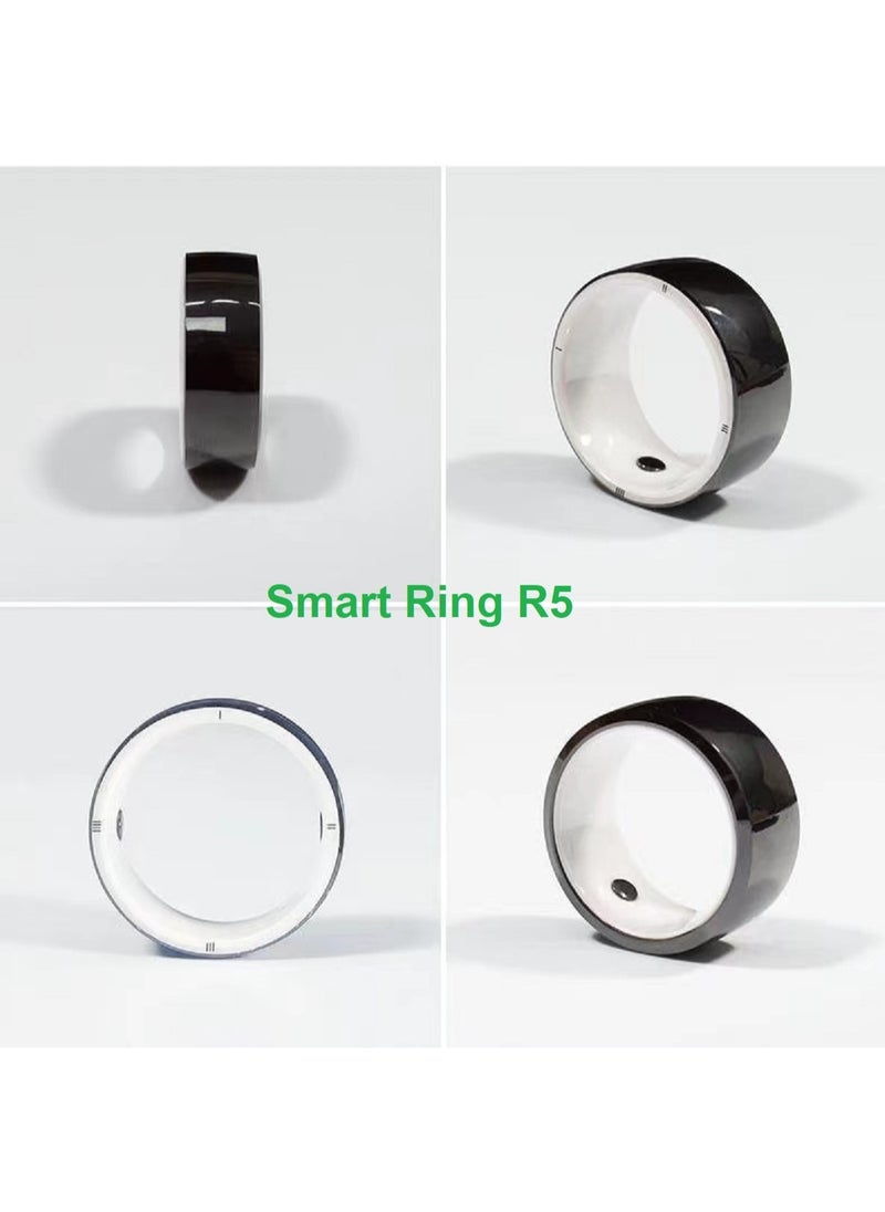 General Smart Ring R5 Newest Intelligent Wearable Device Build-in 6 RFID Cards 128GB Wireless Disk Sharing 2 Health Stones NFC Functions for iPhone Android Size: L (Perimeter longer than 63mm, Diameter 20mm)  - Image 2