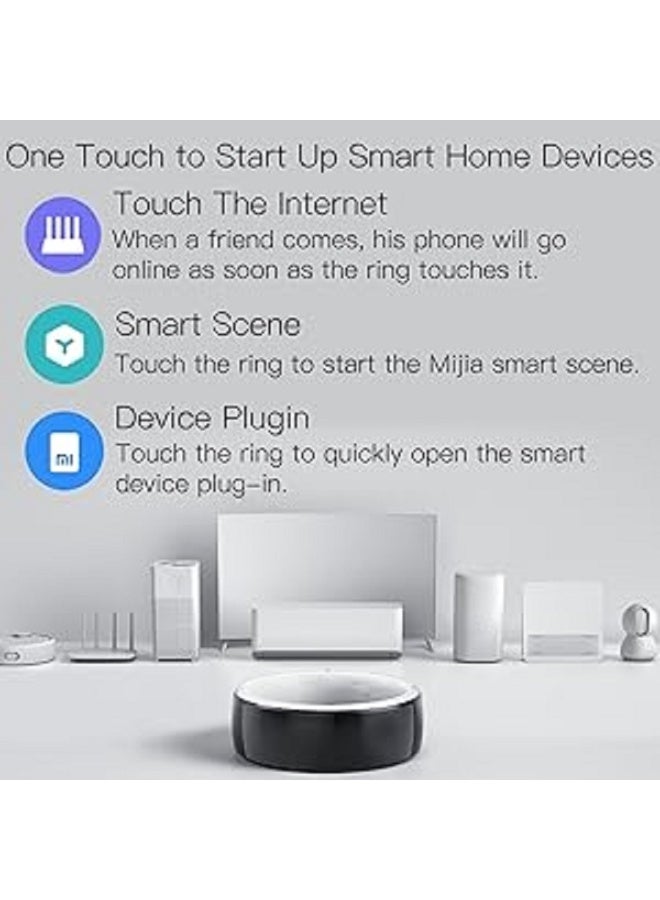 Smart Ring R5 Newest Intelligent Wearable Device Build-in 6 RFID Cards 128GB Wireless Disk Sharing 2 Health Stones NFC Functions for iPhone Android Size: L (Perimeter longer than 63mm, Diameter 20mm)