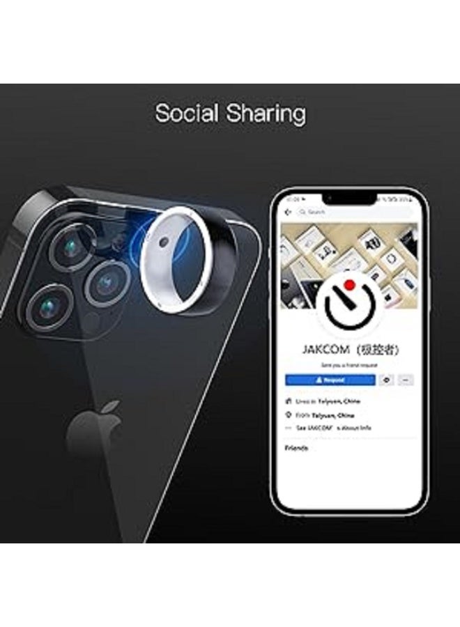 Smart Ring R5 Newest Intelligent Wearable Device Build-in 6 RFID Cards 128GB Wireless Disk Sharing 2 Health Stones NFC Functions for iPhone Android Size: L (Perimeter longer than 63mm, Diameter 20mm)
