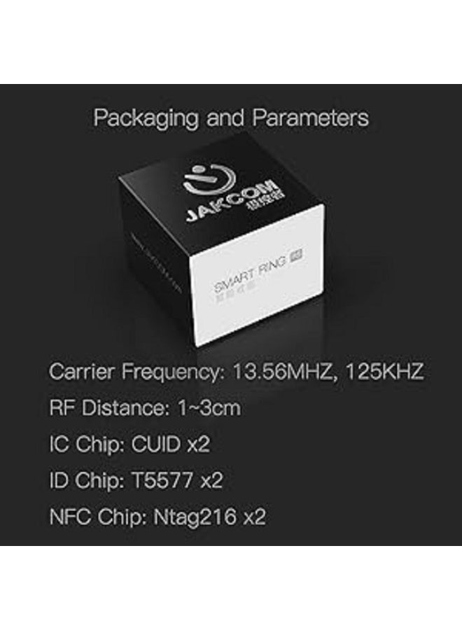 Smart Ring R5 Newest Intelligent Wearable Device Build-in 6 RFID Cards 128GB Wireless Disk Sharing 2 Health Stones NFC Functions for iPhone Android Size: L (Perimeter longer than 63mm, Diameter 20mm)