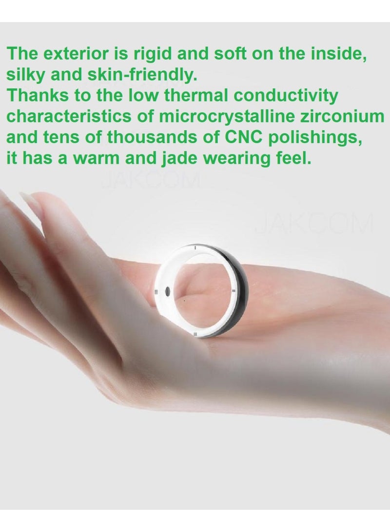 Smart Ring R5 Newest Intelligent Wearable Device Build-in 6 RFID Cards 128GB Wireless Disk Sharing 2 Health Stones NFC Functions for iPhone Android Size: L (Perimeter longer than 63mm, Diameter 20mm)