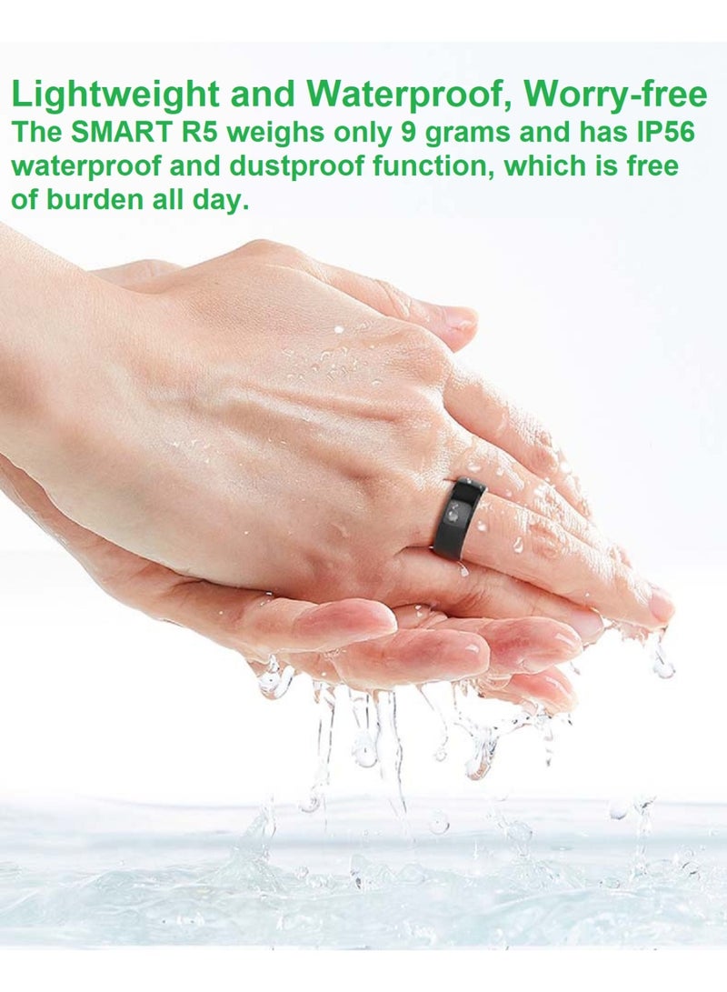 Smart Ring R5 Newest Intelligent Wearable Device Build-in 6 RFID Cards 128GB Wireless Disk Sharing 2 Health Stones NFC Functions for iPhone Android Size: L (Perimeter longer than 63mm, Diameter 20mm)