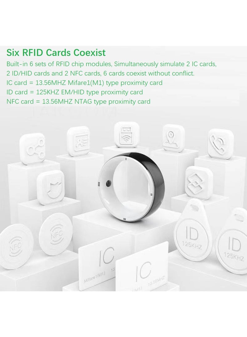 Smart Ring R5 Newest Intelligent Wearable Device Build-in 6 RFID Cards 128GB Wireless Disk Sharing 2 Health Stones NFC Functions for iPhone Android Size: L (Perimeter longer than 63mm, Diameter 20mm)