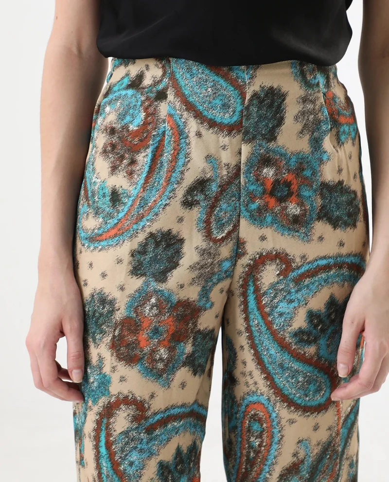 Rareism Women's Paisley Print Ankle-Length Trouser