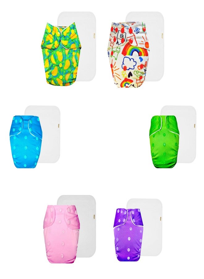 حفاضات دمبلدو القماشية الممتازة مع حشوة قطنية (عبوة من 6) | مضادة للحساسية | مانعة للتسرب | سريعة الجفاف | مثالية لفصل الصيف الهندي | من 3 أشهر إلى 3 سنوات | مناسبة للجنسين - Image 1