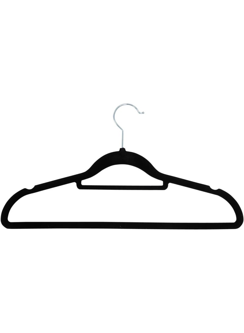 ORTUK 12pcs Velvet Hangers Non Slip Shoulder Hanger, Space Saving Flocked Hangers with Tie Organizer, Clothes Hangers 360° Rotate Metal Swivel Hook, Closet Hangers for Coat Suit Shirt Dress Wardrobe 42cm - Image 2