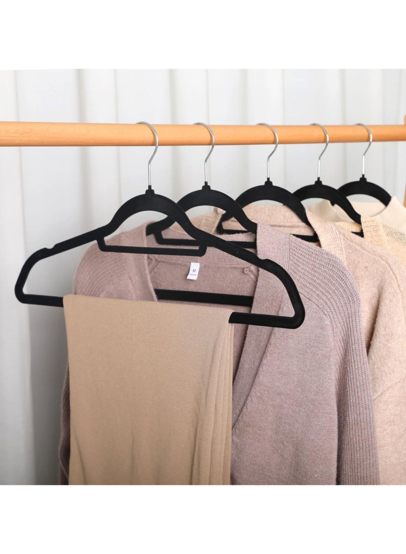 ORTUK 12pcs Velvet Hangers Non Slip Shoulder Hanger, Space Saving Flocked Hangers with Tie Organizer, Clothes Hangers 360° Rotate Metal Swivel Hook, Closet Hangers for Coat Suit Shirt Dress Wardrobe 42cm - Image 4