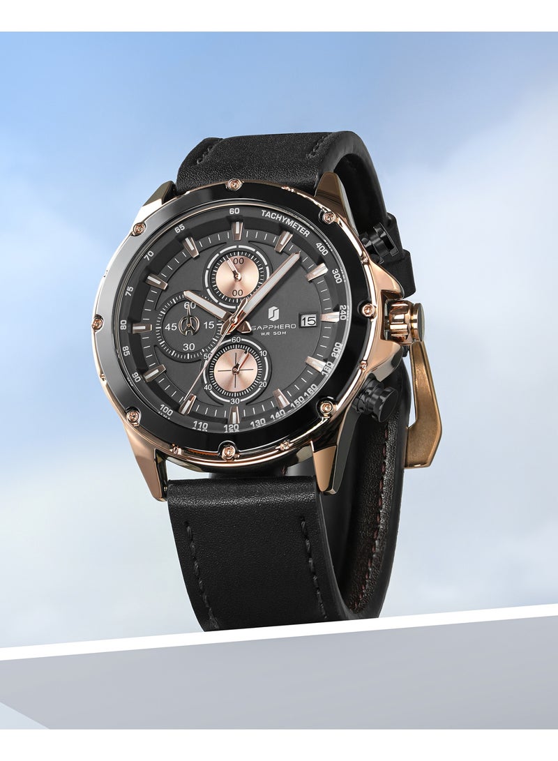 SAPPHERO Watches for Men Arabic Numeral Dial Quartz Wristwatch 50M Waterproof Luminous Watches Mens Watch Work Sport Casual Dress Watch with Stainless Steel Strap Elegant Gifts for Men - Image 3