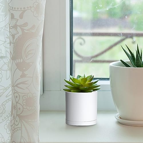 D'vine Dev 18 Pack 2.5 Inch Mini Plastic Plant Pots, Small Garden Planters for Plant with Drainage Holes and Saucers, White Color, 74-Z-B-5 - Image 5