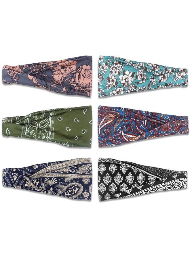 IVARYSS Headbands for Women, Non-Slip, Premium Stretchy Head Bands Hair Accessories,Wear for Yoga, Fashion, Working Out, Travel or Running, 6 Pack, Boho  - Image 5
