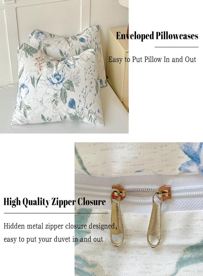 EAVD Cotton Duvet Cover King Size Floral Print Duvet Cover Soft Chic Shabby Garden Colorful Floral Bedding Set with 2 Pillowcases Fresh Spring Botanical Comforter Cover with Zipper Closure - Image 4