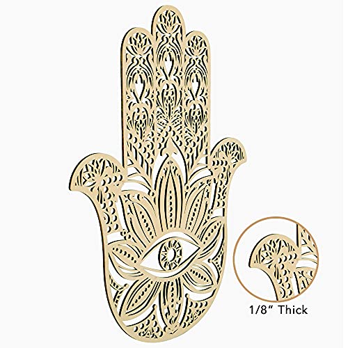 Fourth Level Manufacturing Fourth Level MFG 14" Hamsa, Sacred Geometry Wood Wall Art, Zen Home Decor for Yoga and Meditation, Chakra Crystal Grid Board, Good Energy Spiritual Altar Decoration, Evil Eye Protection - Image 3