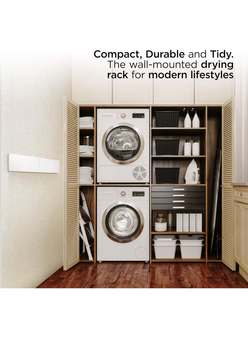 Laundry Drying Rack (80cm White), Wall Mounted, Retractable Clothes Drying Rack, 40lbs Capacity, with Wall Template and Long Screwdriver Bit - Image 2