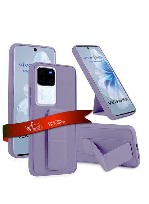 Hand Grip Foldable Magnetic Kickstand Wrist Strap Finger Grip With Built-in Iron Case Cover For vivo V30 / V30 Pro 5G 2024 Lavender