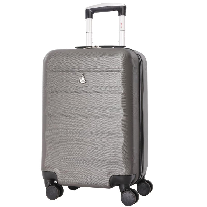 Aerolite 55x35x25 Hard Shell Carry On Hand Cabin Luggage Suitcase with 4 Wheels, Max Size for Air Europa Air France Alitalia KLM & Transavia, Charcoal - Image 1