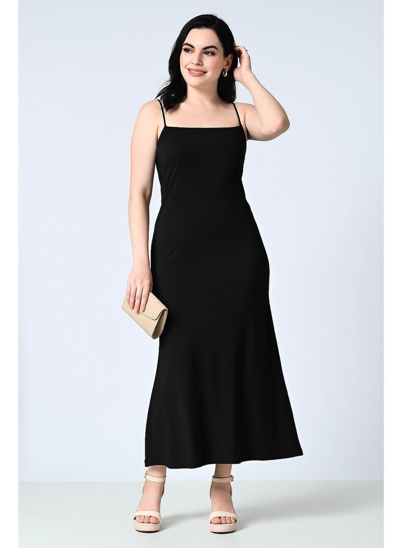 Uberoot Women’s Black Square Neck Shoulder Strap Bodycon Dress | Stretchable Lycra Party & Evening Mini Dress | Elegant Cocktail, Dinner & Club Outfit for Girls - Image 2